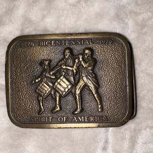 Vintage Spirit Of America 76 Bicentennial Belt Buckle 1776 1976 Brass